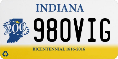 IN license plate 980VIG