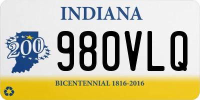 IN license plate 980VLQ