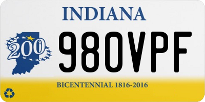IN license plate 980VPF