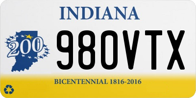 IN license plate 980VTX