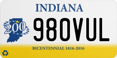 IN license plate 980VUL