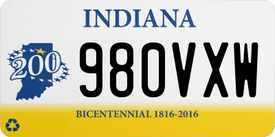 IN license plate 980VXW