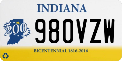 IN license plate 980VZW