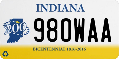 IN license plate 980WAA