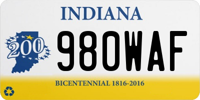 IN license plate 980WAF