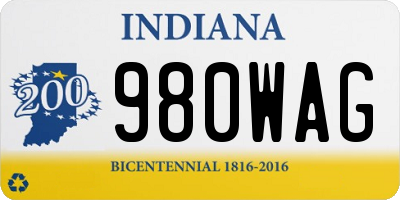 IN license plate 980WAG