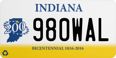 IN license plate 980WAL