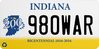 IN license plate 980WAR