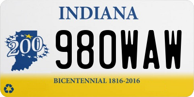 IN license plate 980WAW