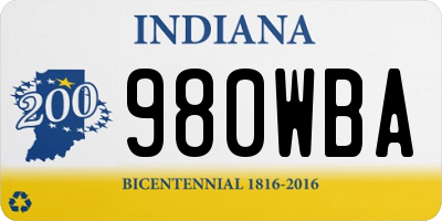 IN license plate 980WBA