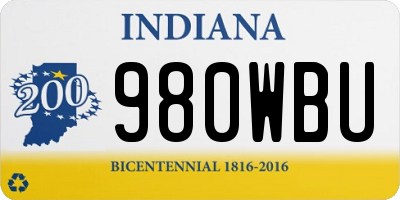 IN license plate 980WBU