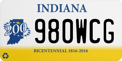 IN license plate 980WCG