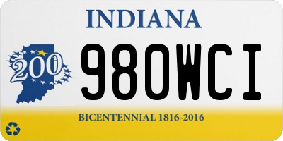 IN license plate 980WCI
