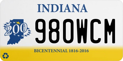 IN license plate 980WCM