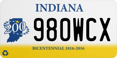 IN license plate 980WCX