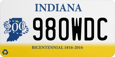 IN license plate 980WDC