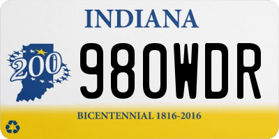 IN license plate 980WDR