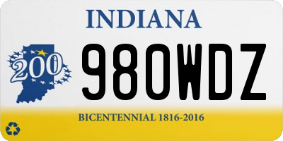 IN license plate 980WDZ