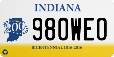 IN license plate 980WEO
