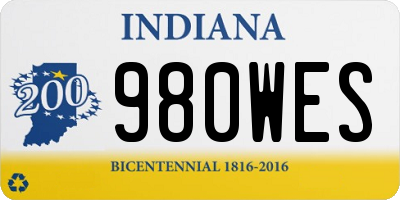 IN license plate 980WES
