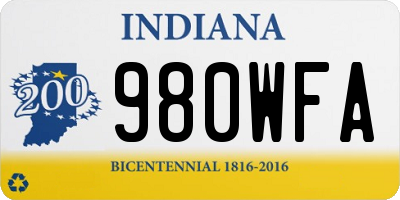 IN license plate 980WFA