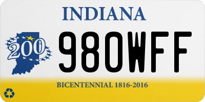 IN license plate 980WFF