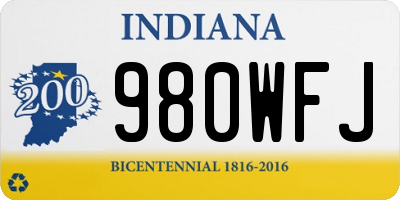 IN license plate 980WFJ