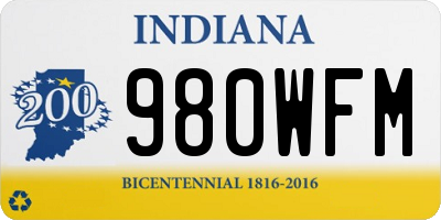 IN license plate 980WFM