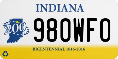 IN license plate 980WFO