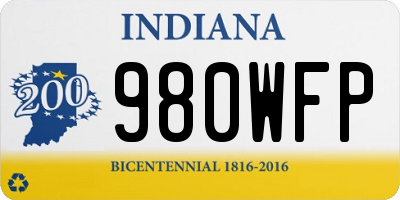 IN license plate 980WFP