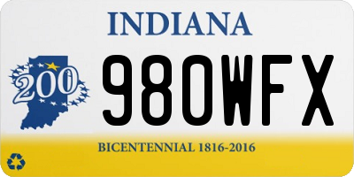 IN license plate 980WFX