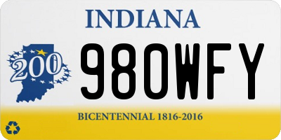 IN license plate 980WFY