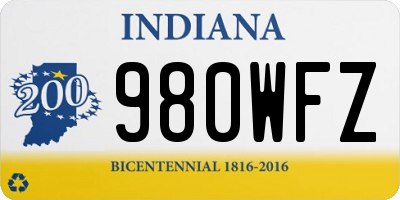 IN license plate 980WFZ