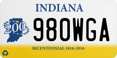 IN license plate 980WGA
