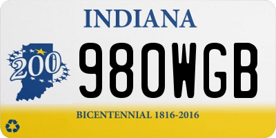 IN license plate 980WGB
