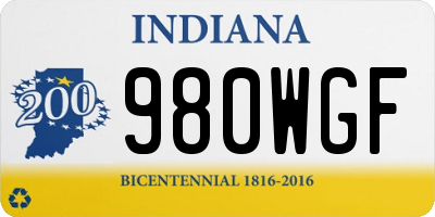 IN license plate 980WGF