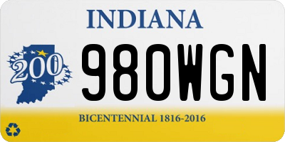 IN license plate 980WGN