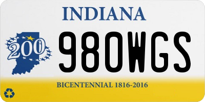 IN license plate 980WGS