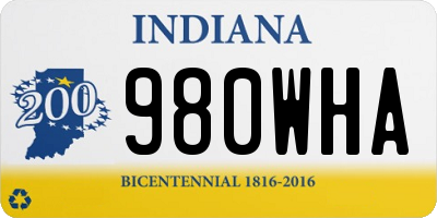 IN license plate 980WHA