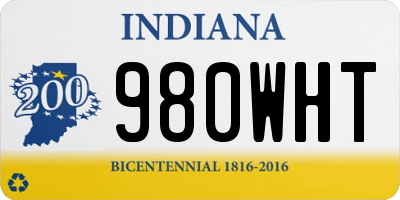 IN license plate 980WHT