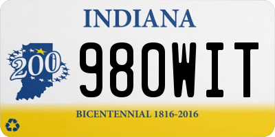 IN license plate 980WIT