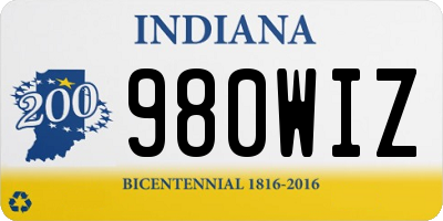 IN license plate 980WIZ