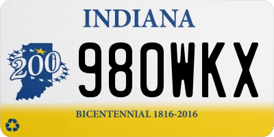 IN license plate 980WKX