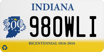 IN license plate 980WLI