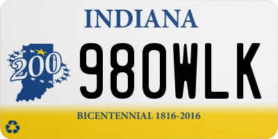 IN license plate 980WLK