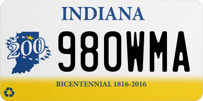 IN license plate 980WMA