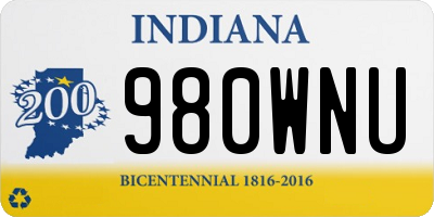 IN license plate 980WNU