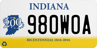 IN license plate 980WOA