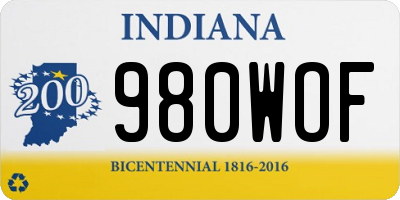 IN license plate 980WOF