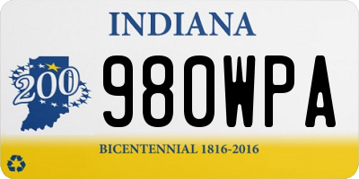 IN license plate 980WPA
